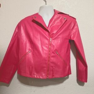 Chic Pink Faux Leather Jacket